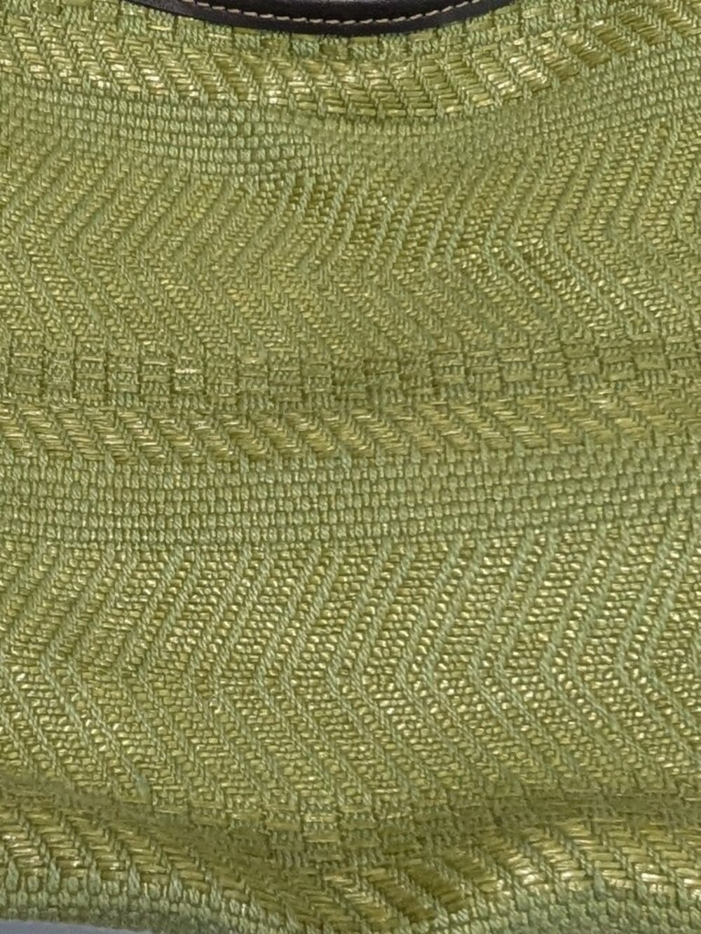 Worthington Green Cotton Woven Hobo Shoulder Bag with Brown Leather Accents - Picture 2 of 11